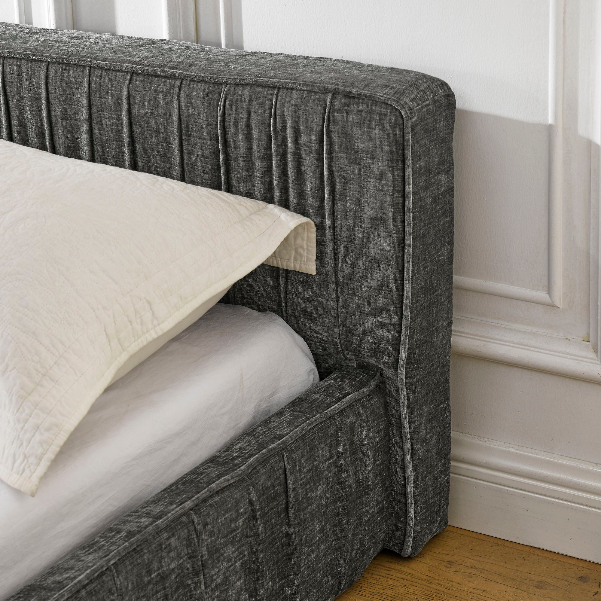 Modern Upholstered Platform Bed Frame With Pleated Design by Unique Piece Furniture