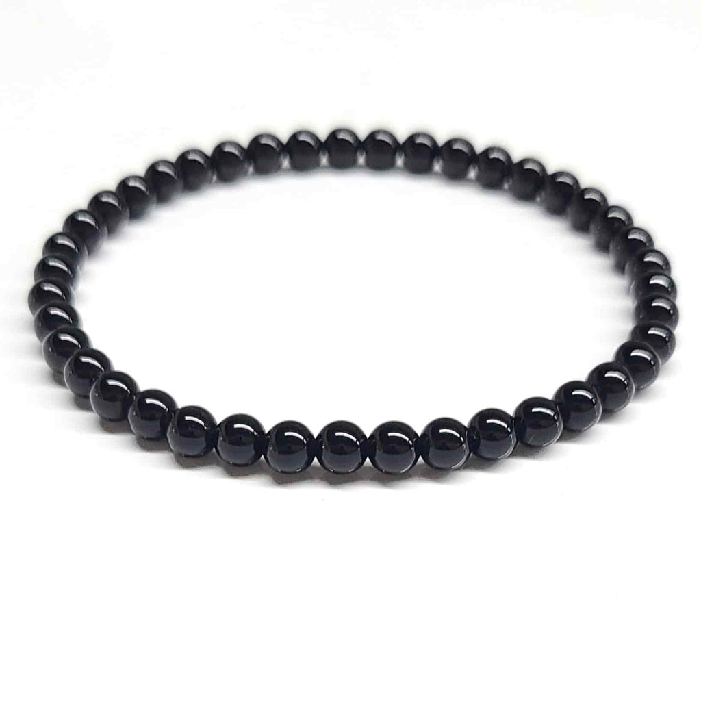 Black Onyx Round Bead Bracelet - Gentle Protection by Sacred Crystals