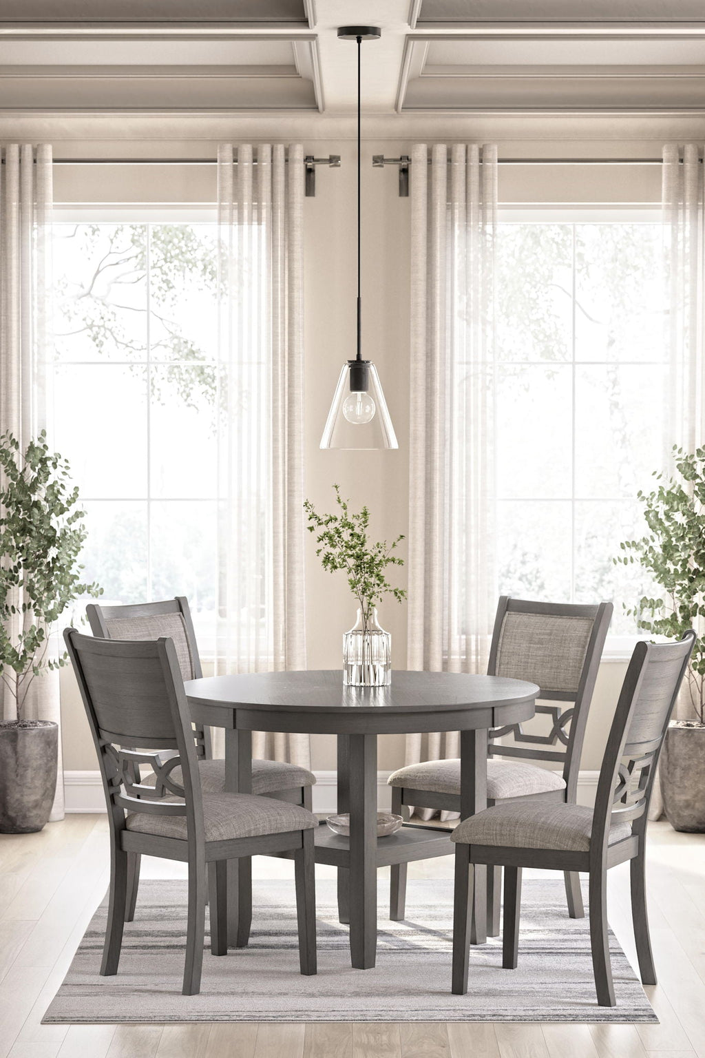 Wrenning - Dining Room Table Set (Set of 5) - Gray by Unique Piece Furniture