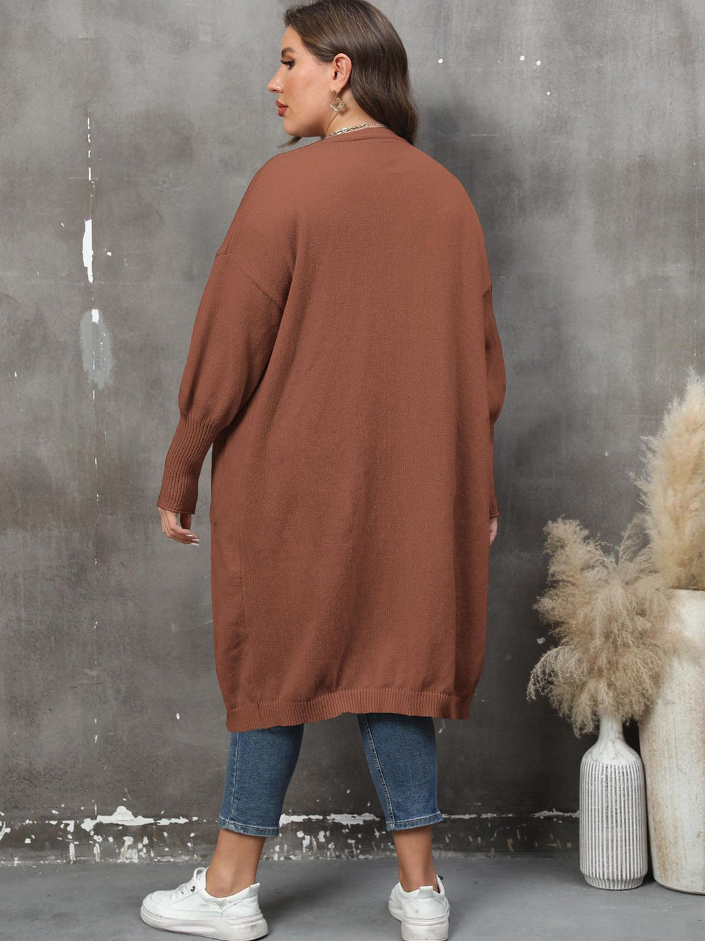 Plus Size Long Sleeve Pocketed Cardigan by Wild and Free Boutique