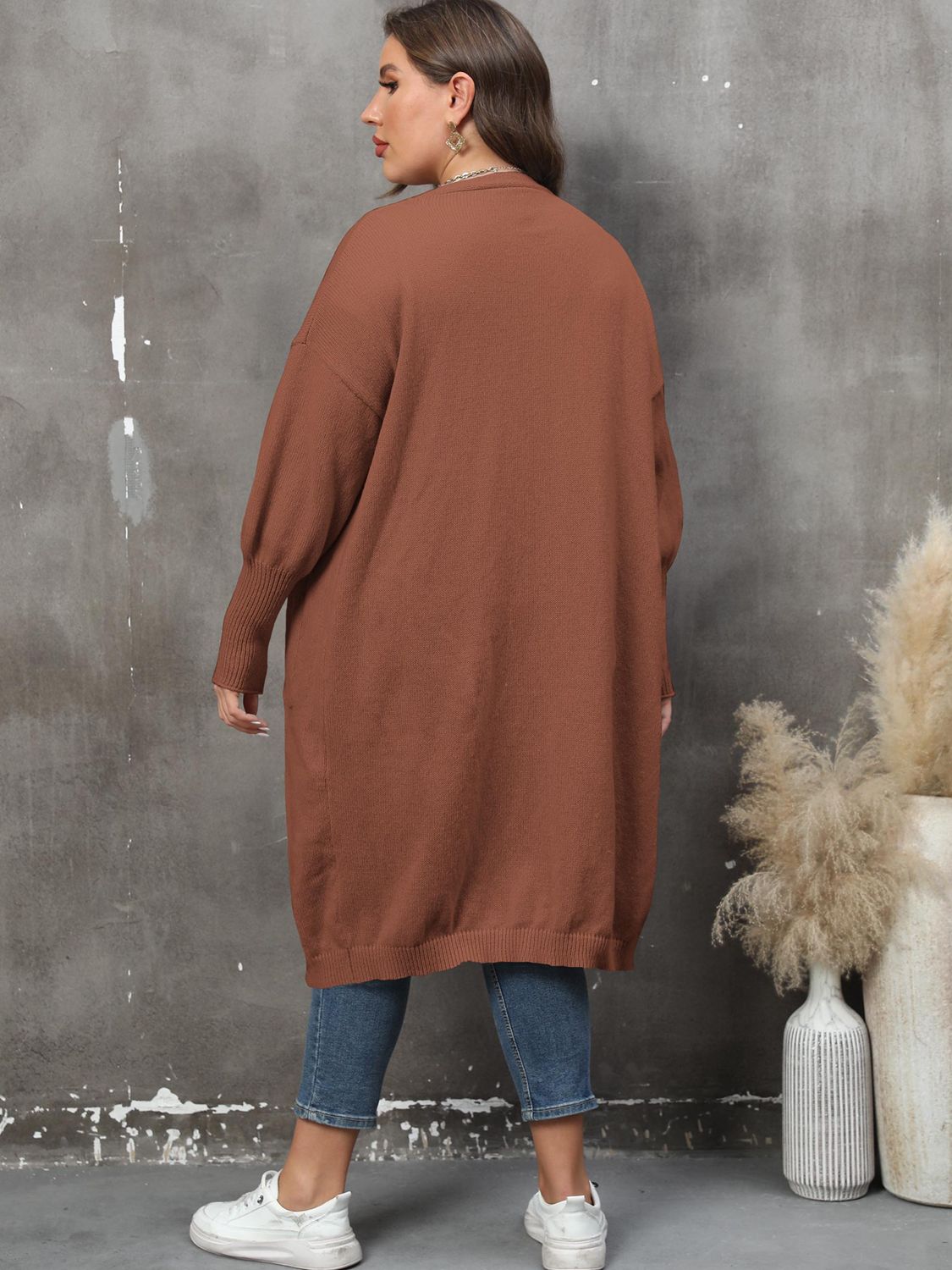 Plus Size Long Sleeve Pocketed Cardigan by Wild and Free Boutique