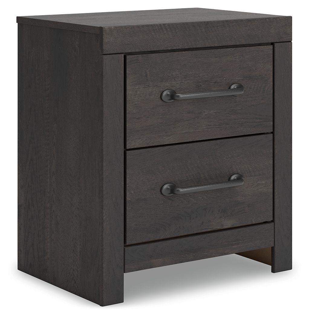 Hollivern - Two Drawer Night Stand - Dark Gray by Unique Piece Furniture