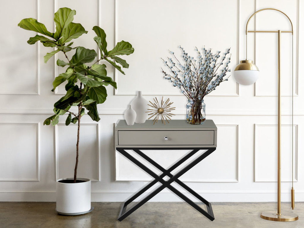 Koda - End Side Table Nightstand, Drawer And Cross Base by Unique Piece Furniture