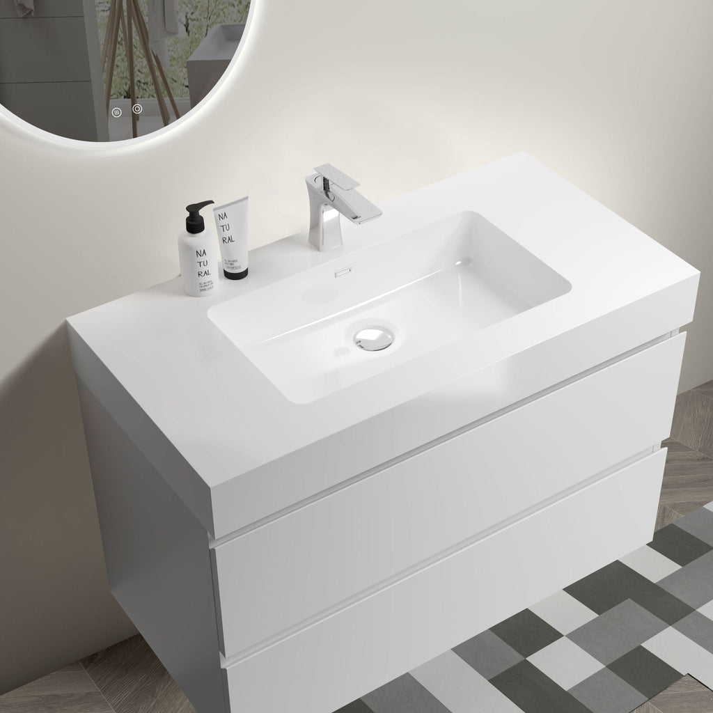 Alice - Bathroom Vanity With Large Storage, Sink, Wall Mounted by Unique Piece Furniture