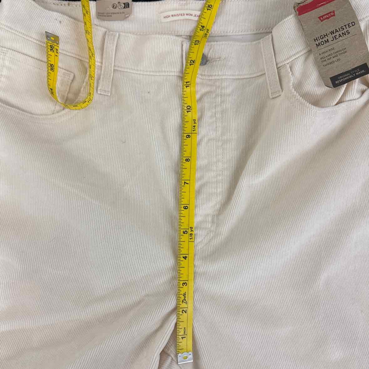 Levi Size 32 X 27 Cream Corduroy High Waisted Mom Jeans Pants by Sweet Repeats