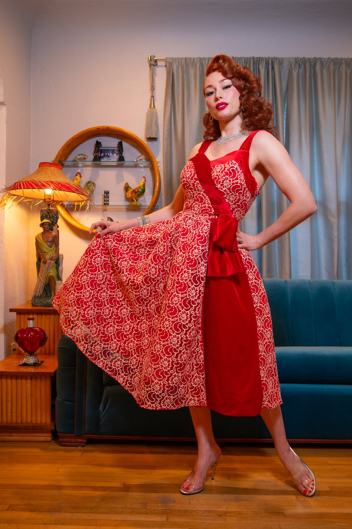 The Sweetheart Lace Dress in Red by LadySplendorClothing