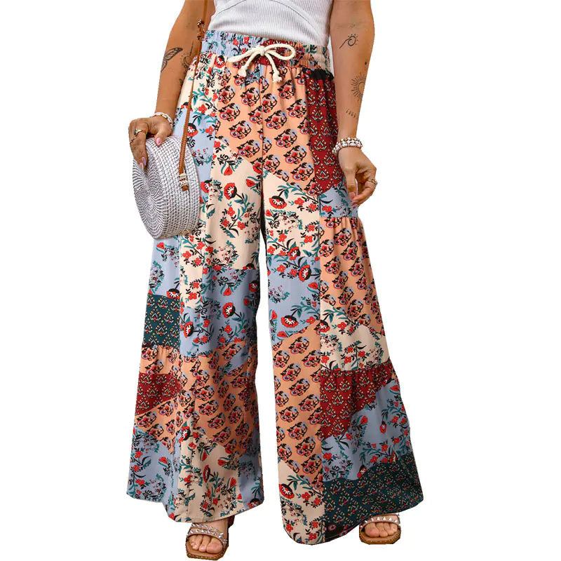 Women's Color block Paisley Wide Leg Pants by Trendy Attic Store01