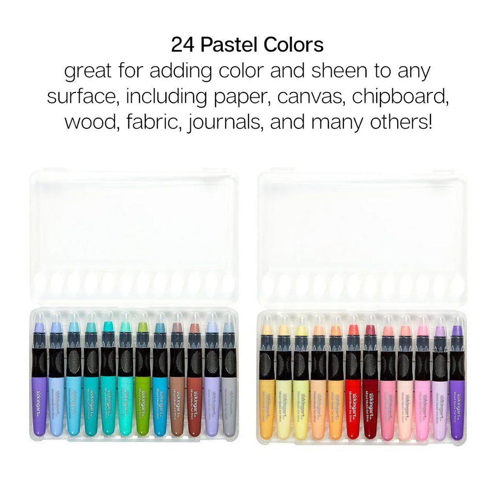 Mixed Media Gel Stick Crayons - 24 Pastel Colors by KINGART
