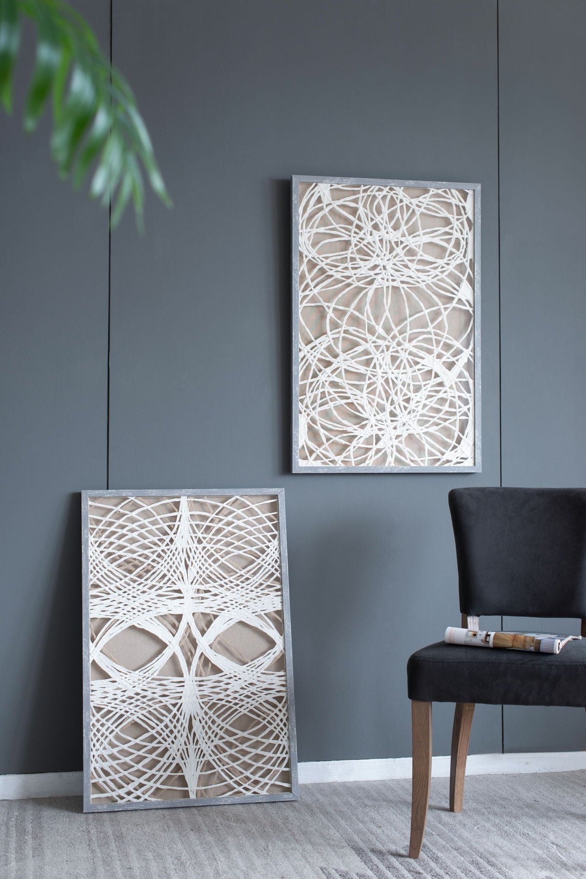 Leaf Shadow Box Wall Decor (Set of 2) - White / Gray by Unique Piece Furniture