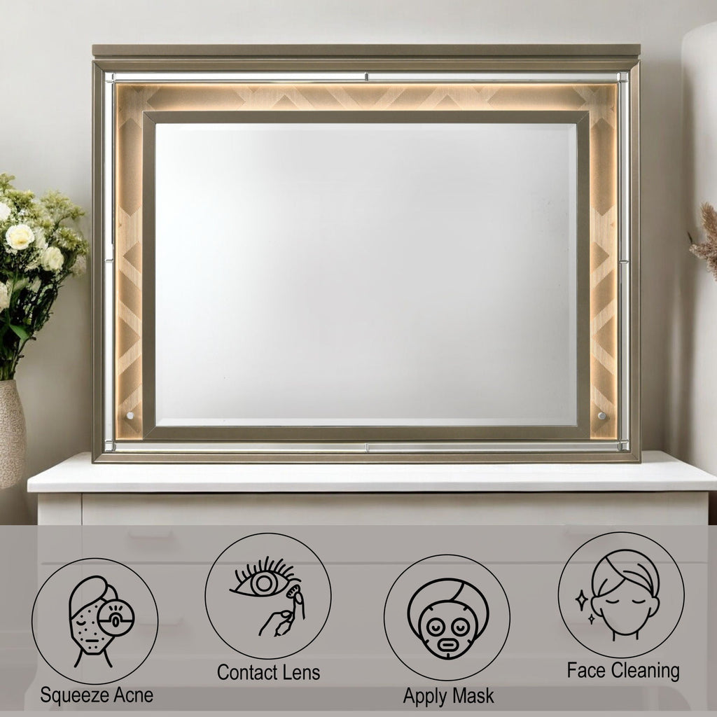Skylar - Mirror With LED - Champagne by Unique Piece Furniture
