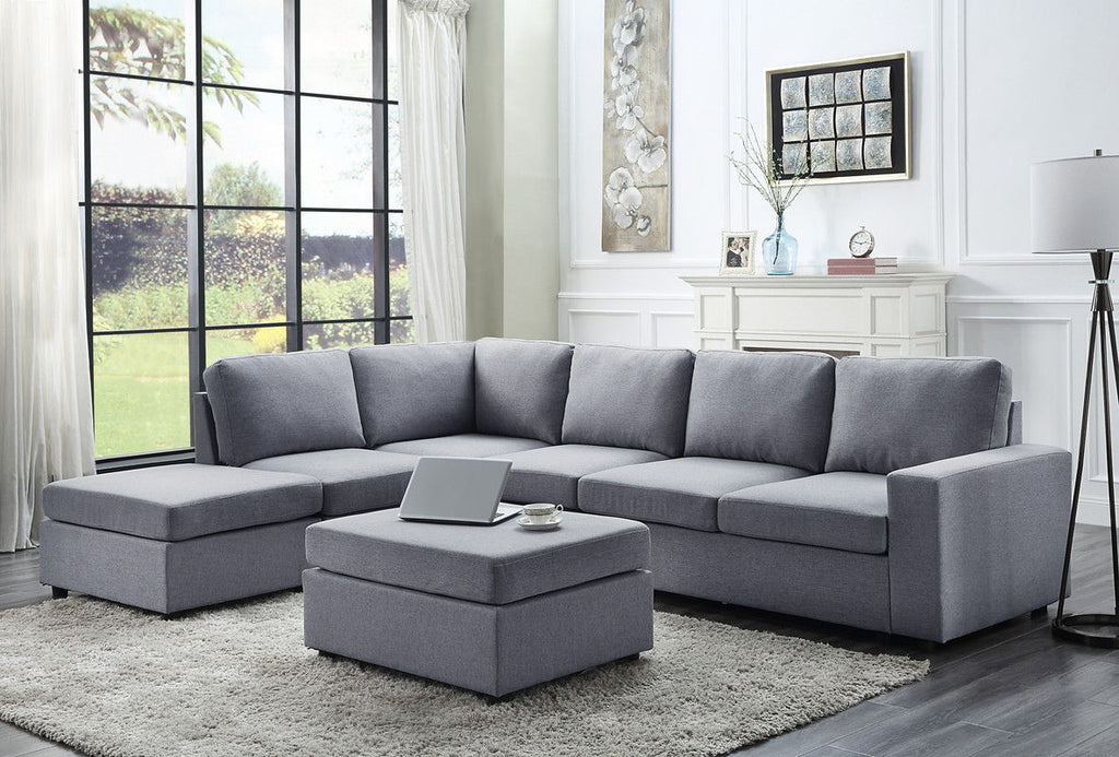 Cassia - 7 Seat Reversible Modular Sectional Sofa With Ottoman by Unique Piece Furniture