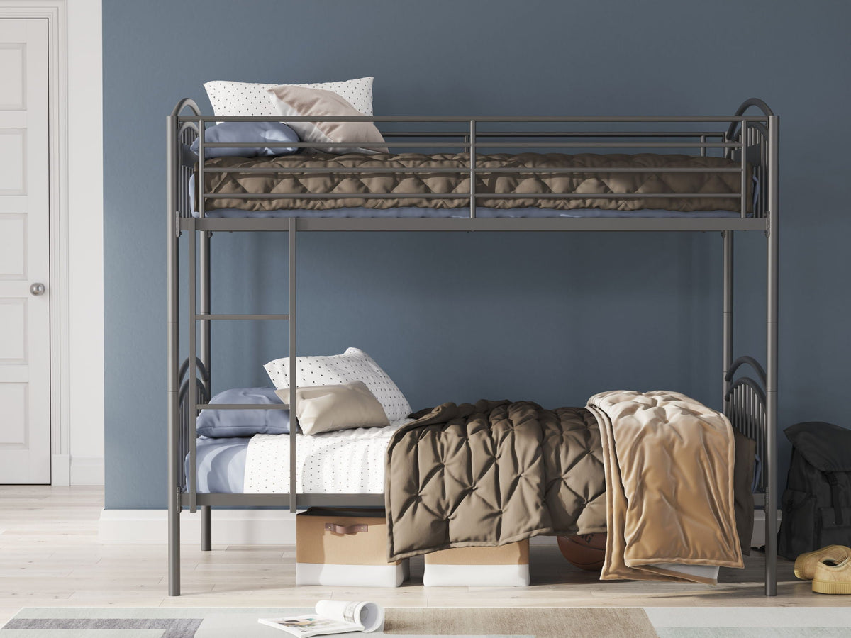 Lanceburg - Twin/Twin Bunk Bed With Ladder - Gray by Unique Piece Furniture