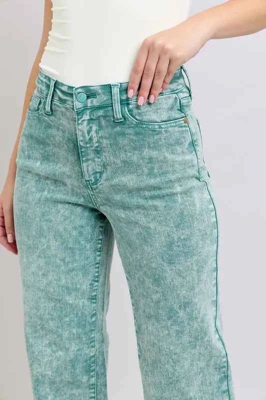 Judy Blue Full Size High Waist Garment Dyed Raw Hem Dad Jean Plus Size by Wild and Free Boutique