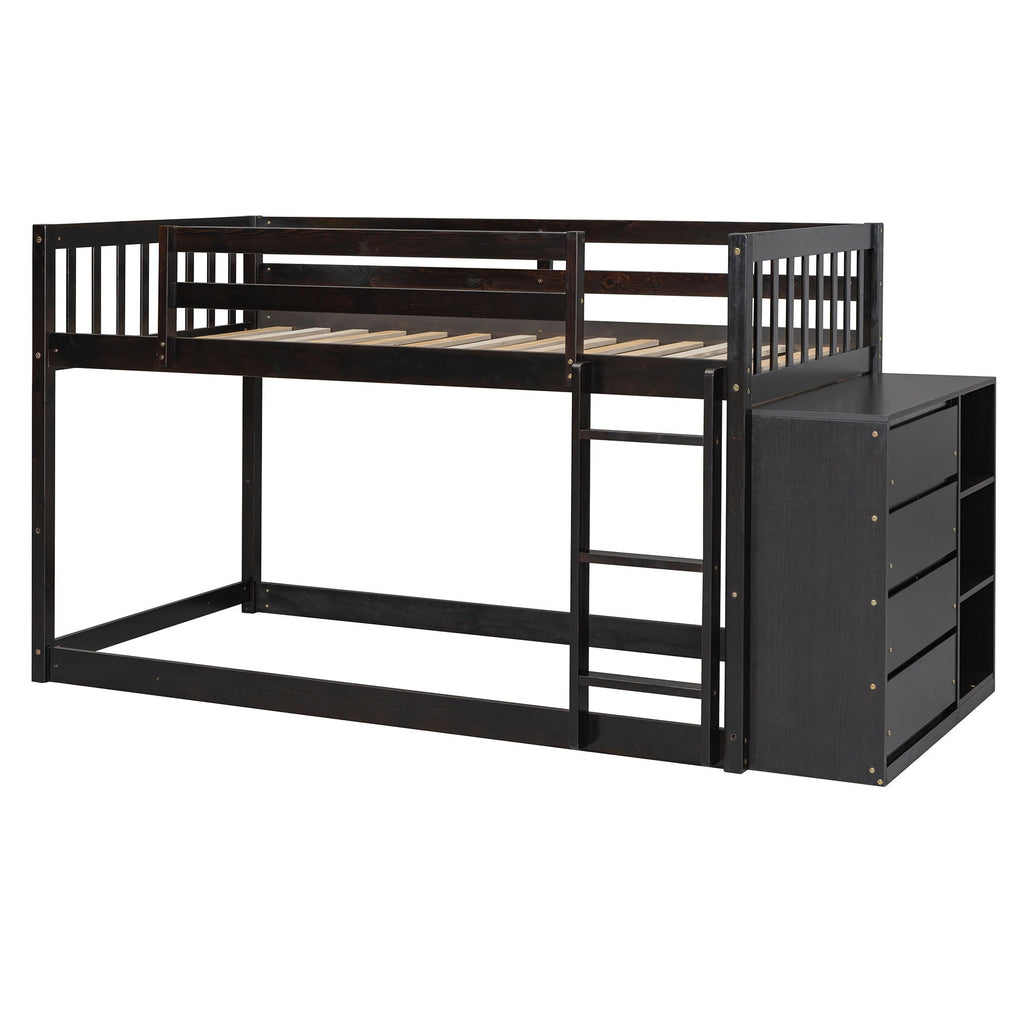 Bunk Bed With 4 Drawers And 3 Shelves by Unique Piece Furniture