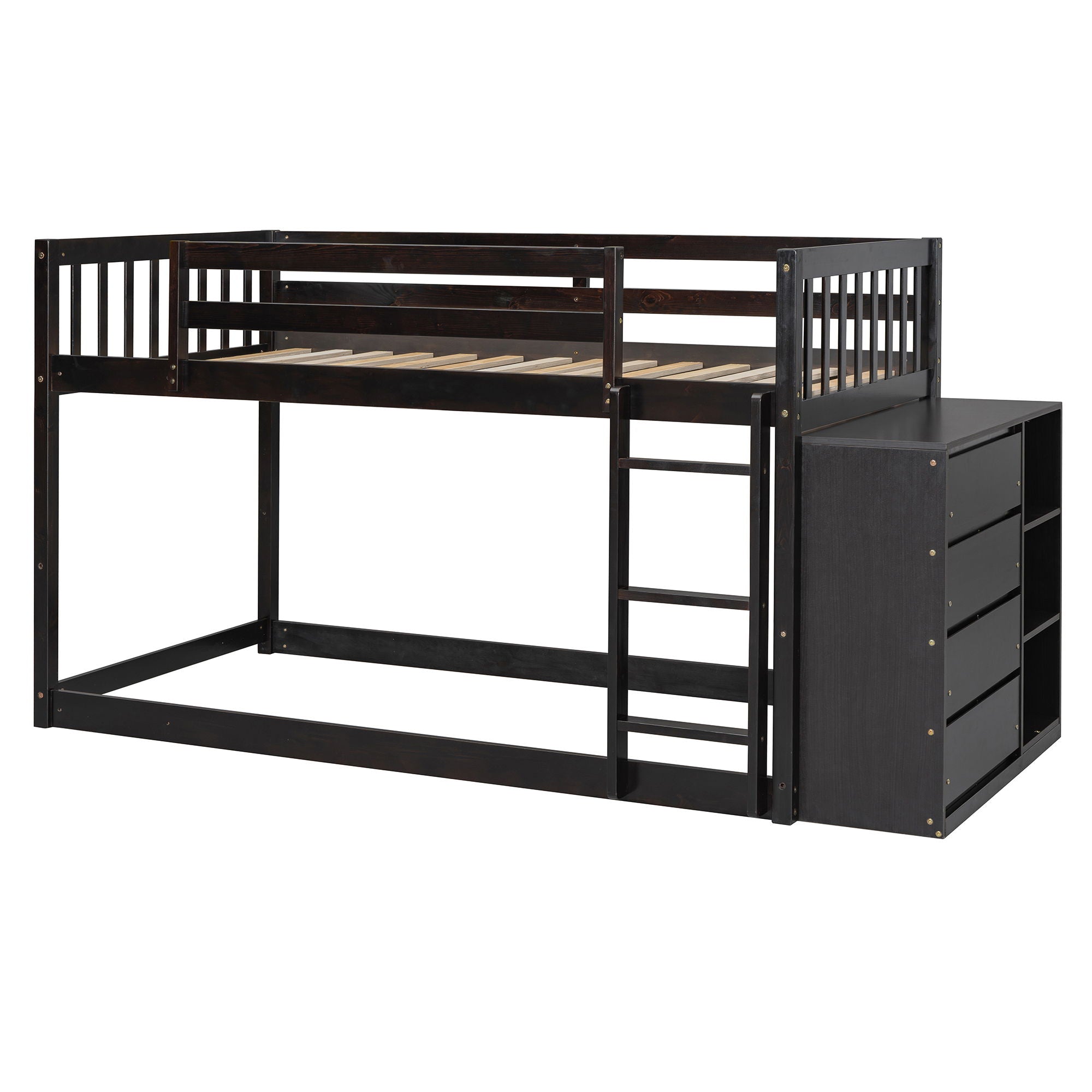 Bunk Bed With 4 Drawers And 3 Shelves by Unique Piece Furniture