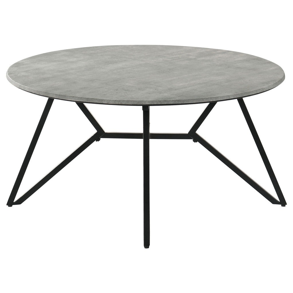 Hadi Round SmartTop Coffee Table Cement and Gunmetal by Unique Piece Furniture