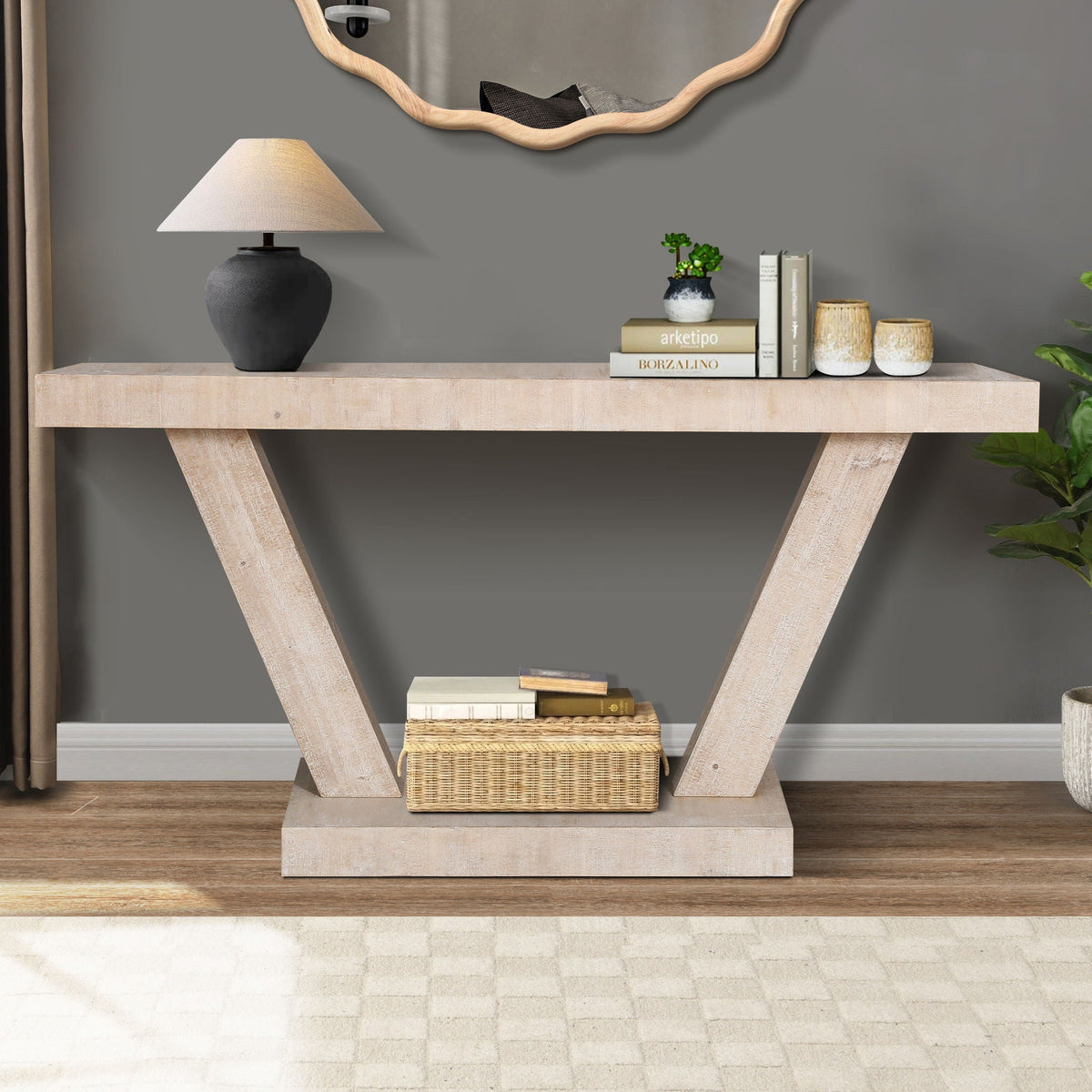 Vintage Distressed Wood Entryway Bench With 2 Tier Storage Cabinet by Unique Piece Furniture