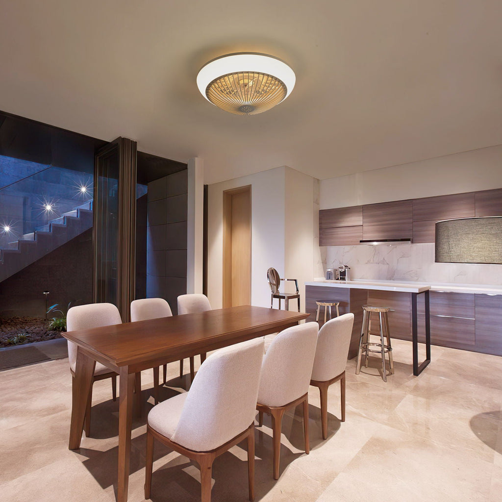 RGB Dimmable LED Enclosed Ceiling Fan With Remote Control, Bladeless Design - White by Unique Piece Furniture