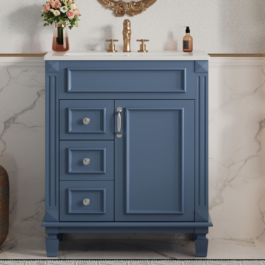 Bathroom Vanity With Sink, Compact Cabinet & 2 Drawers And Adjustable Shelf by Unique Piece Furniture