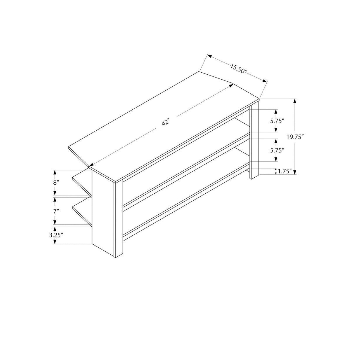 TV Stand, Console, Media Entertainment Center, 3 Storage Shelves by Unique Piece Furniture
