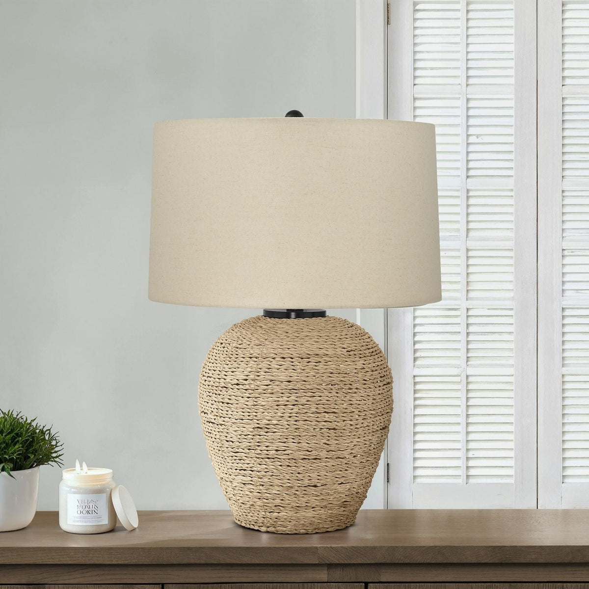 Lighting, Table Lamp, Rattan, Resin, Transitional - Beige by Unique Piece Furniture