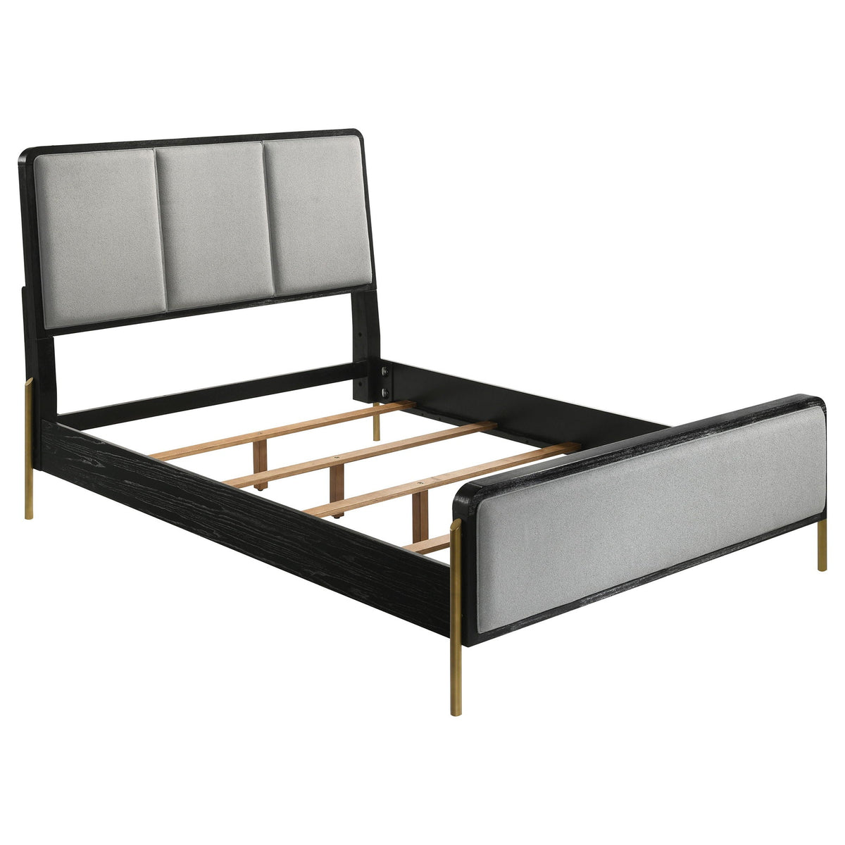 Arini Upholstered Queen Panel Bed Black and Grey by Unique Piece Furniture