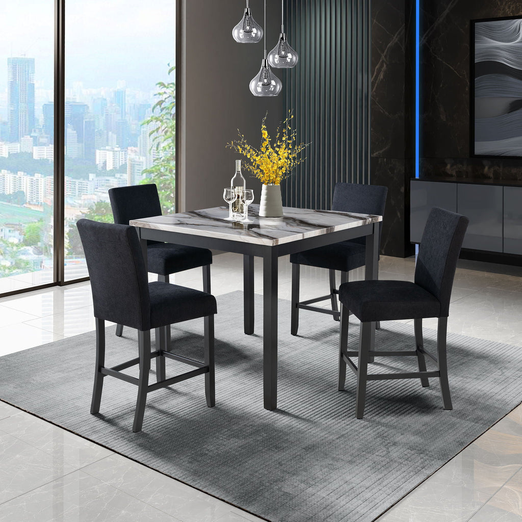 Leoncia - Bar Table And 4 Bar Stools - Espresso / White by Unique Piece Furniture
