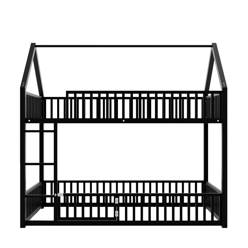 Metal House Bunk Bed With Fence And Door by Unique Piece Furniture
