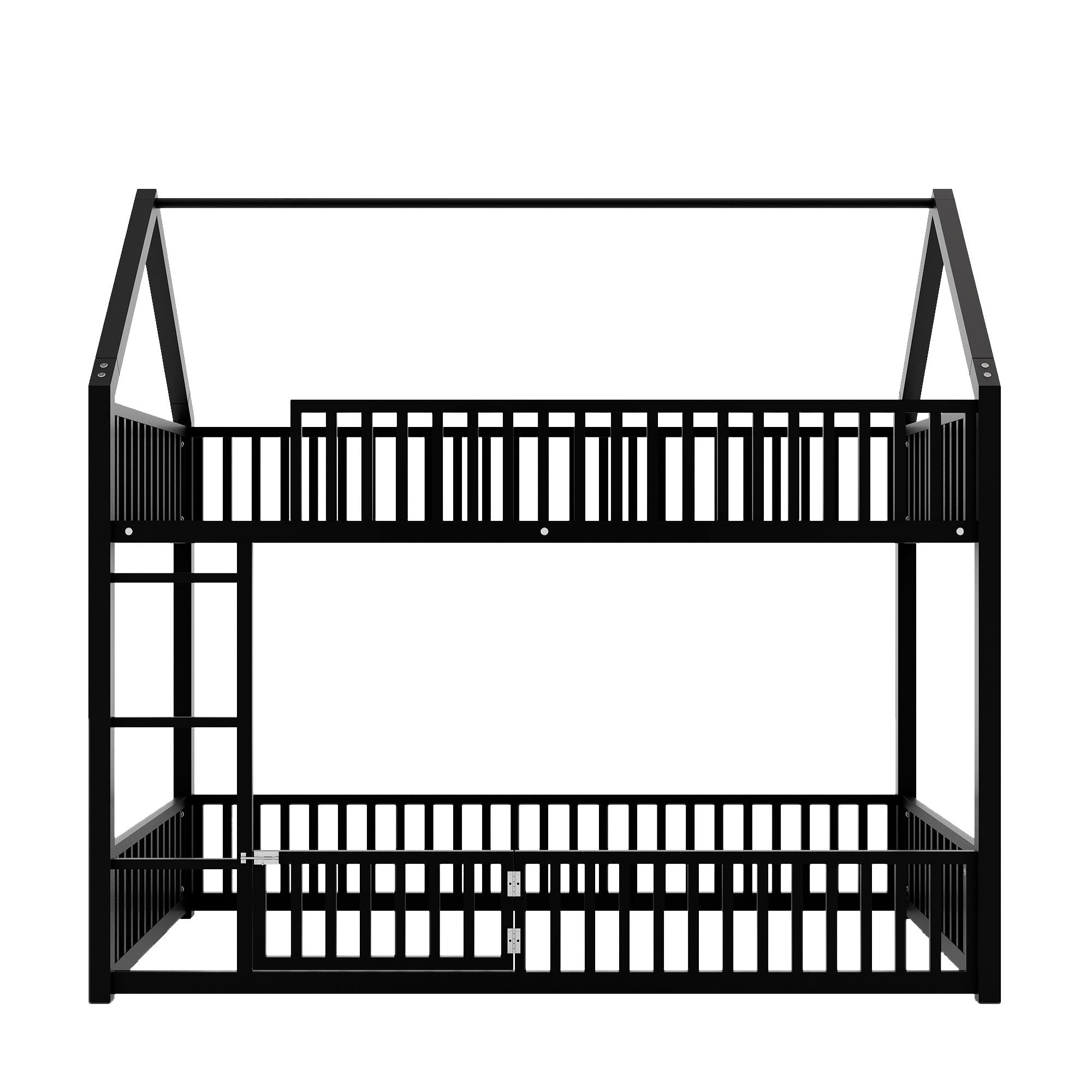 Metal House Bunk Bed With Fence And Door by Unique Piece Furniture