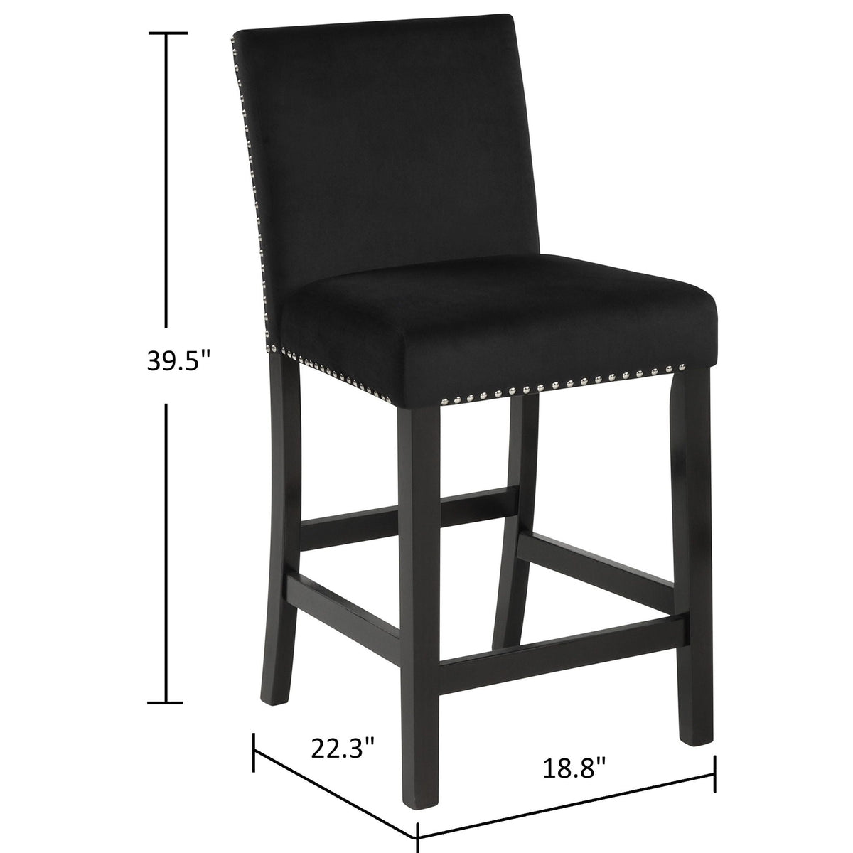 5 Piece Counter Height Dining Set With Table, Tufted Nail Head Chairs - Black by Unique Piece Furniture