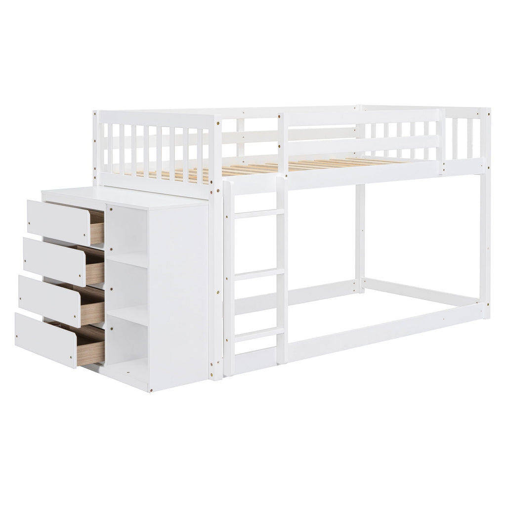 Bunk Bed With 4 Drawers And 3 Shelves by Unique Piece Furniture