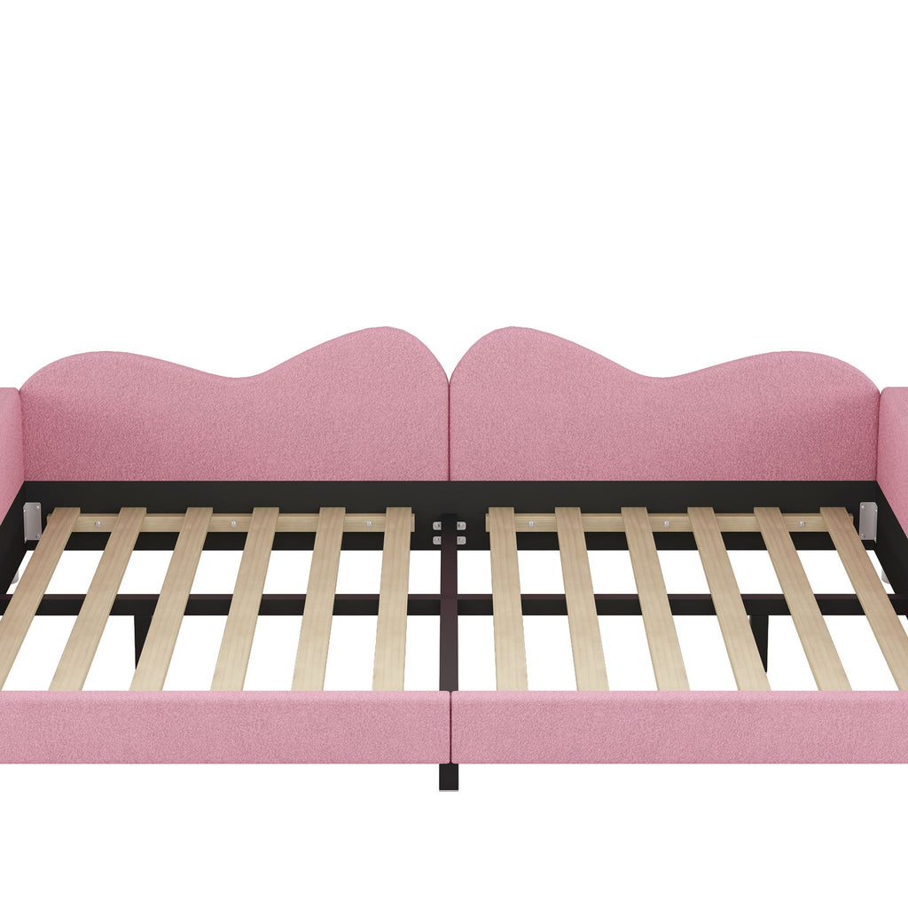 Upholstered Daybed, Sherpa Fabric Sofabed With Cloud-Shaped Backrest by Unique Piece Furniture