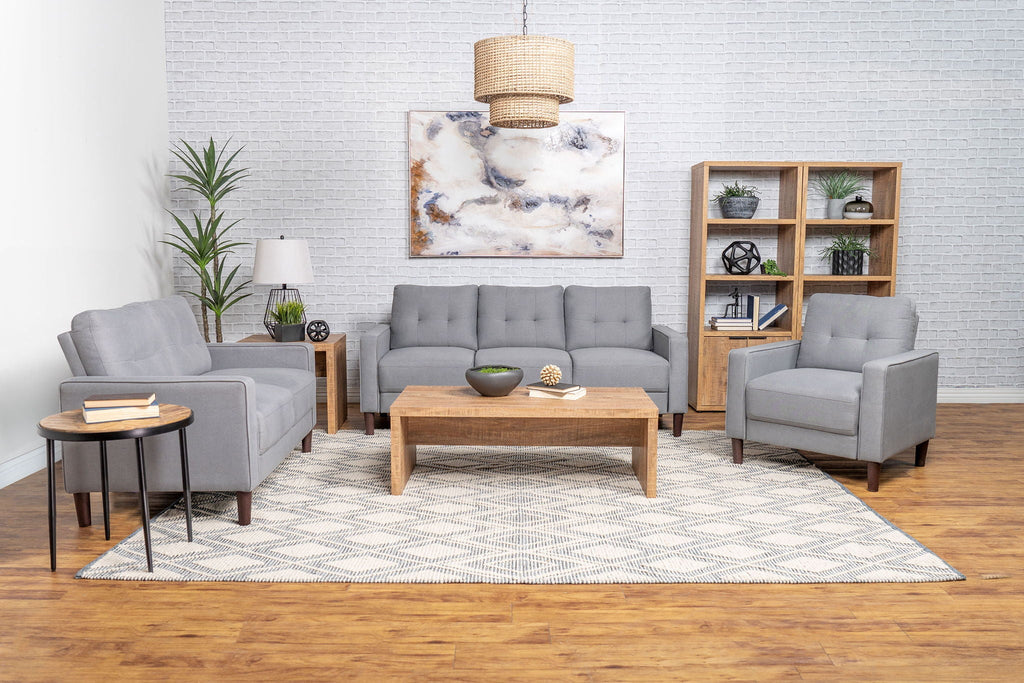 Bowen 3-piece Upholstered Track Arm Tufted Sofa Set Grey by Unique Piece Furniture