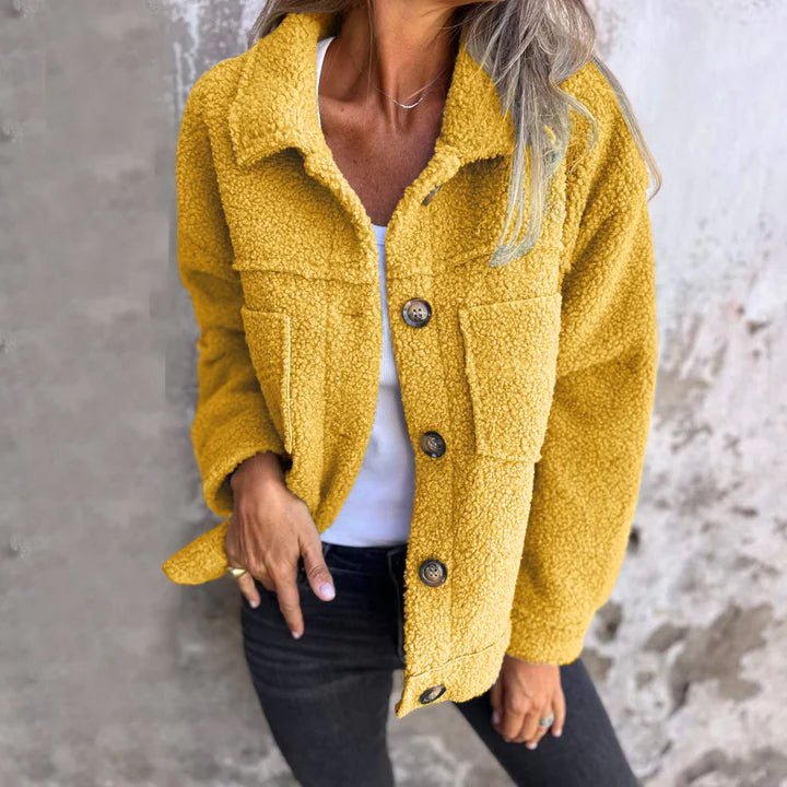 Full Size Fuzzy Button Up Drop Shoulder Jacket by Wild and Free Boutique