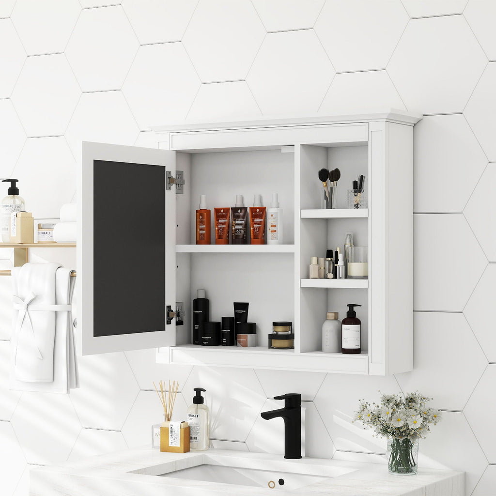 Wall Mounted Medicine Cabinet With Mirror And 3 Open Shelves by Unique Piece Furniture
