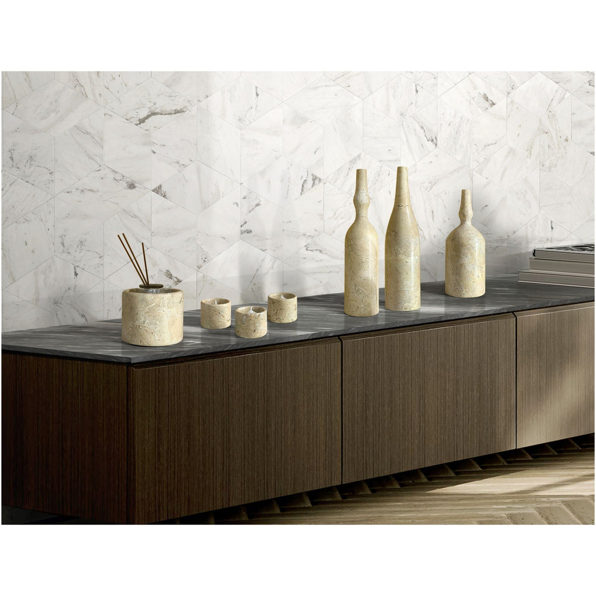 7 Pieces Luxury Natural Marble Living Room Accessories Set by Unique Piece Furniture