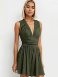 Ruched Plunge Sleeveless Romper by Wild and Free Boutique