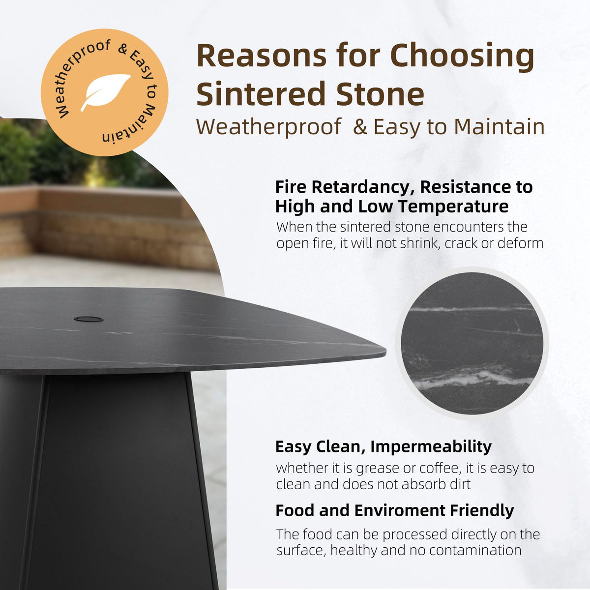 Outdoor Patio Dining Set, Squircle Dining Table, Dining Chairs With Sunbrella Cushions by Unique Piece Furniture