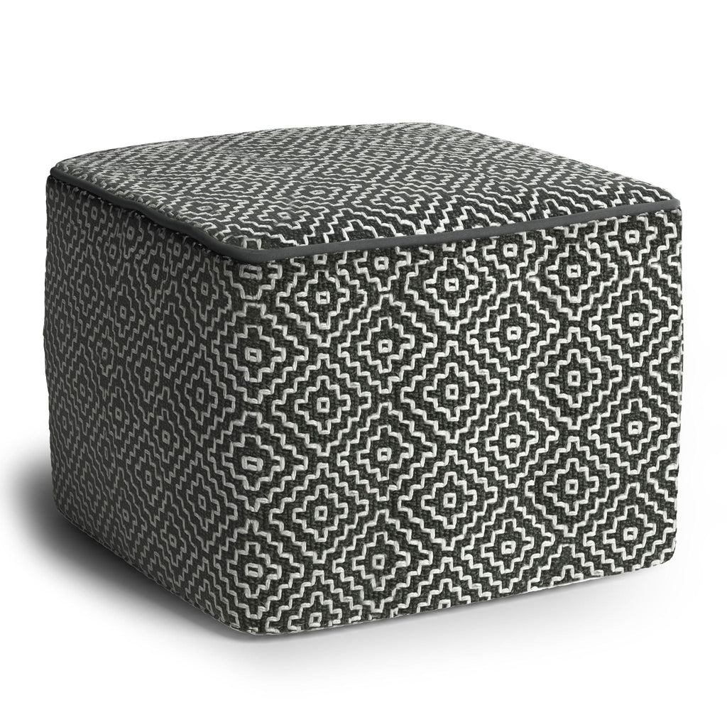 Briella - Square Woven Outdoor / Indoor Pouf - Gray / White by Unique Piece Furniture