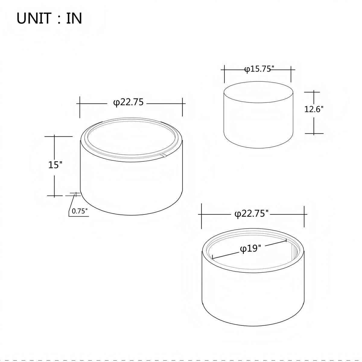 Nesting Ottomans, Round Coffee Table & Bench With Tray (Set of 2) by Unique Piece Furniture