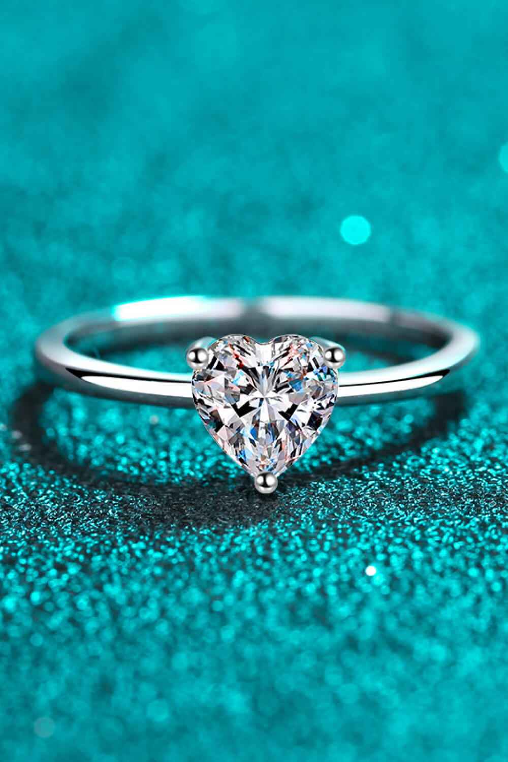 925 Sterling Silver Heart-Shaped Moissanite Solitaire Ring by Wild and Free Boutique