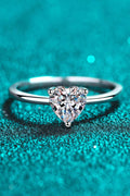 925 Sterling Silver Heart-Shaped Moissanite Solitaire Ring by Wild and Free Boutique