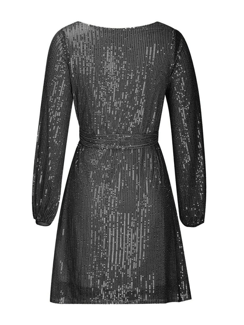 Sequin Tie Waist Long Sleeve Mini Dress by Wild and Free Boutique