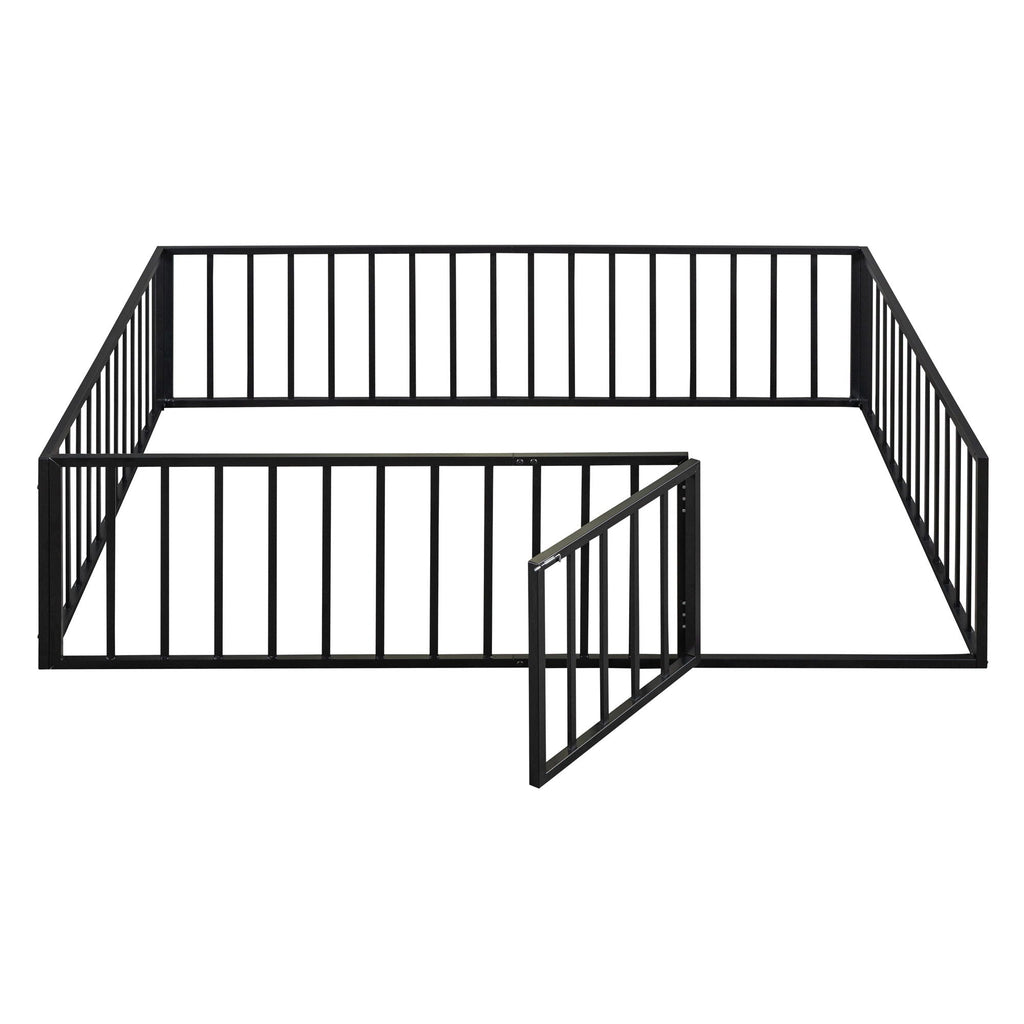 Metal Floor Bed Frame With Fence And Door by Unique Piece Furniture
