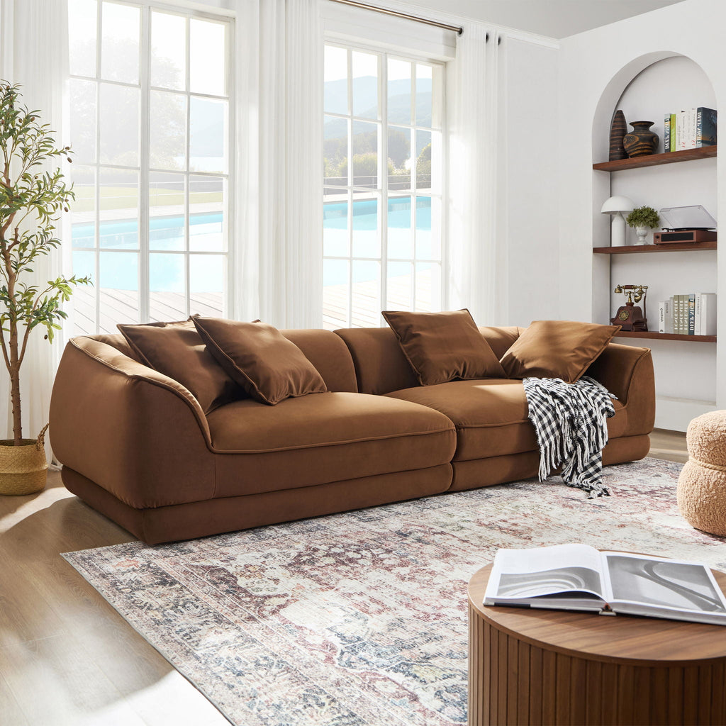 Nordic Modern Sofa With Removable Pillowcase, High Density Sponge Filling, 4 Throw Pillows by Unique Piece Furniture