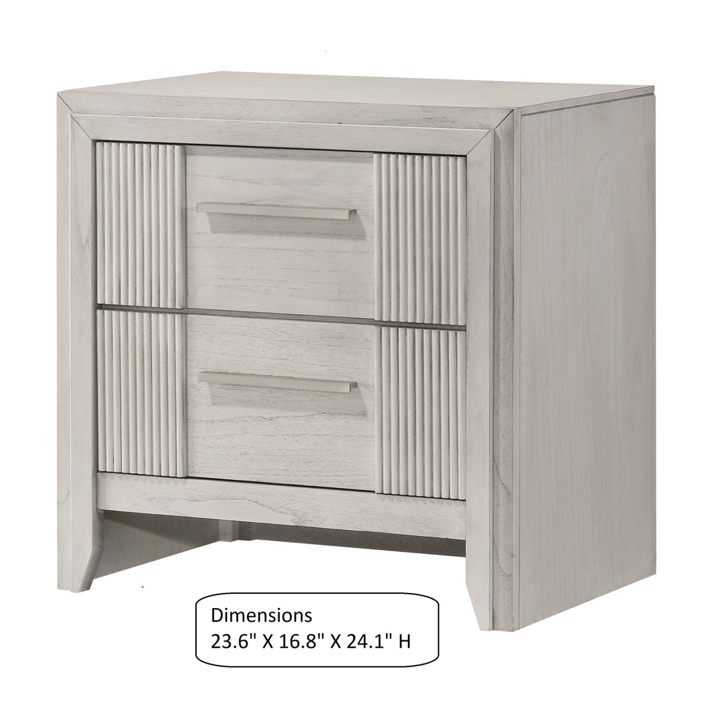2 Drawer Nightstand With Bar Handle - Antique White by Unique Piece Furniture