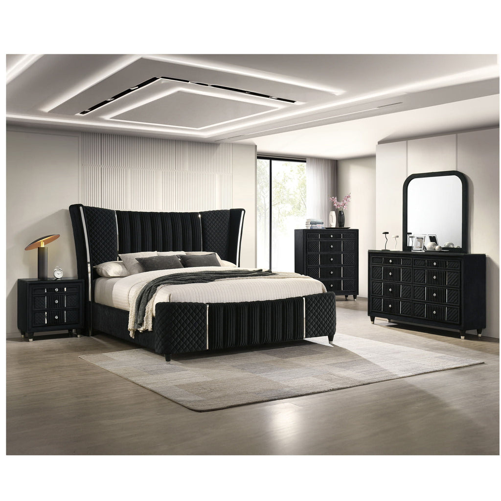 1 Piece Tall Chest Upholstery Textured - Black by Unique Piece Furniture