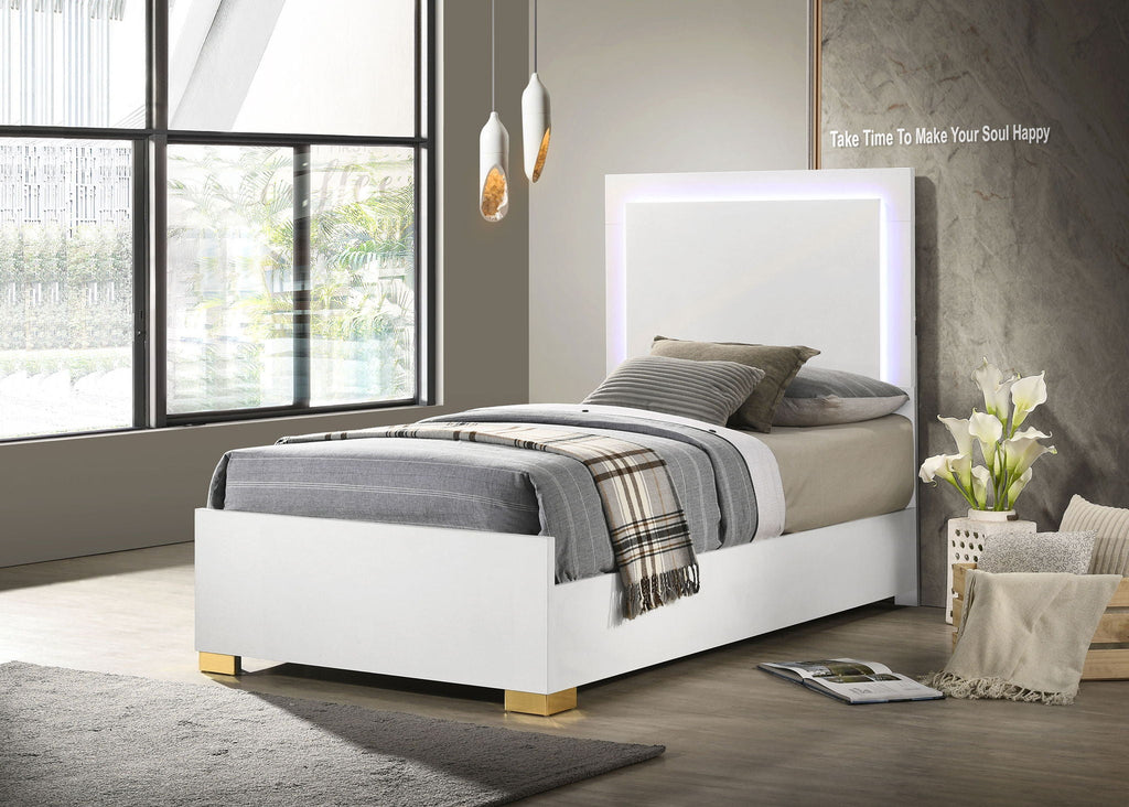 Marceline Wood Twin LED Panel Bed White by Unique Piece Furniture