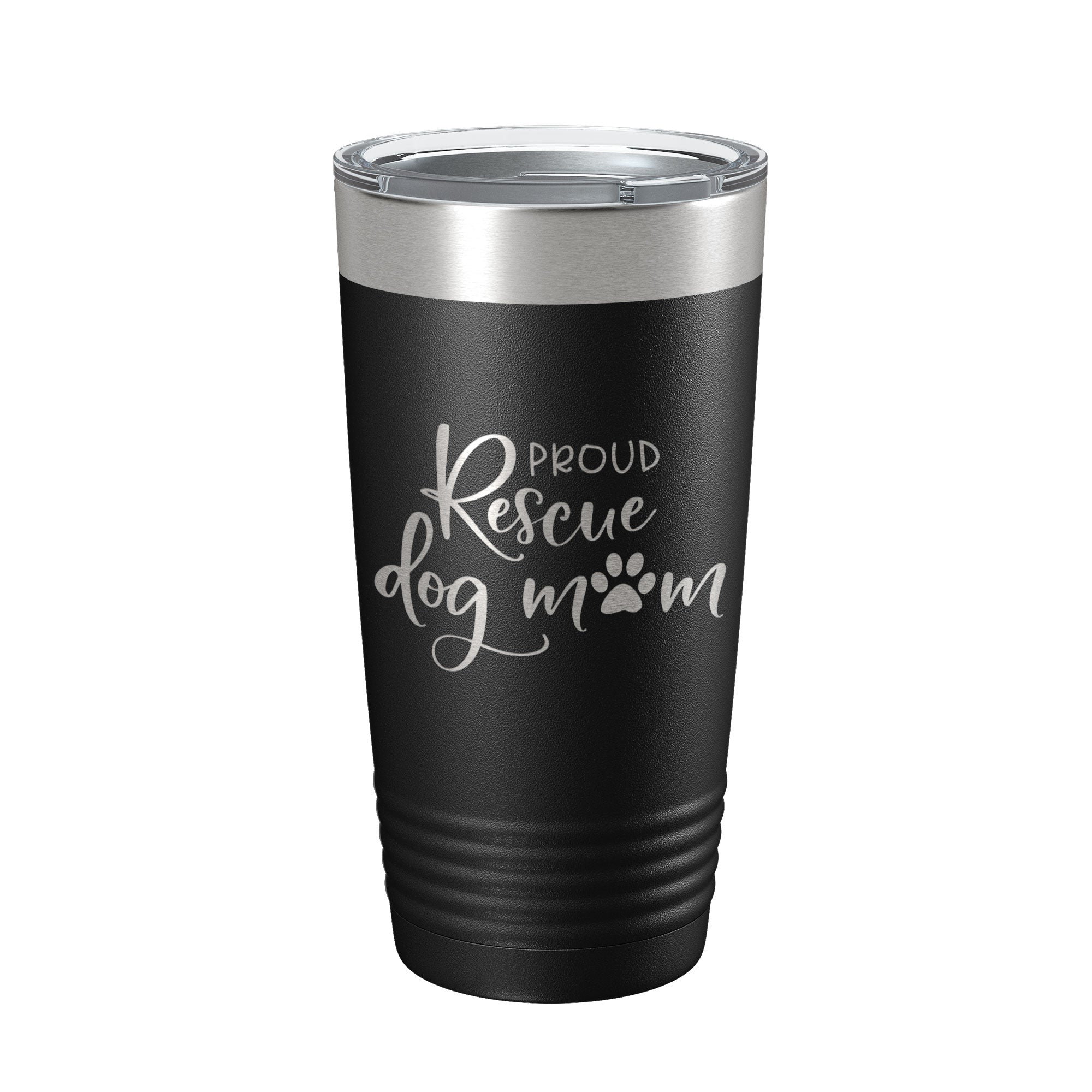 Proud Rescue Mom Tumbler Dog Travel Mug Gift Insulated Laser Engraved Coffee Cup 20 oz by CarveBright