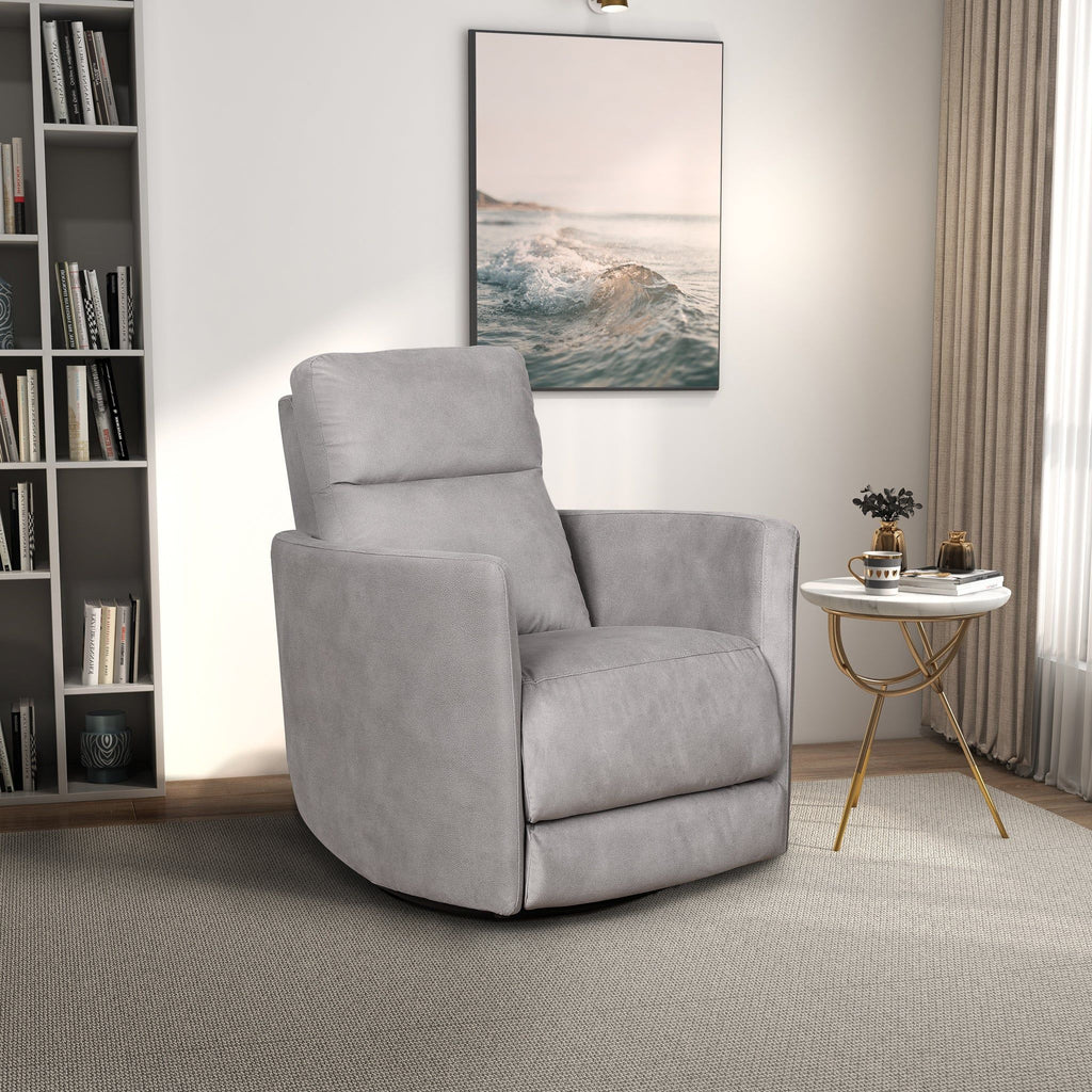 Lawson - Swivel Glider Suede Recliner Chair - Latte by Unique Piece Furniture